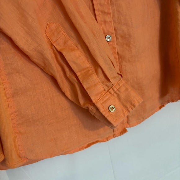 Calvin Klein Linen Orange Shirt Longe Sleeve - Picture 4 of 9